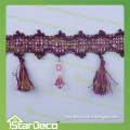 Elegant Fashion Polyester Beaded Laces, Curtain Lace Trimming Fringe